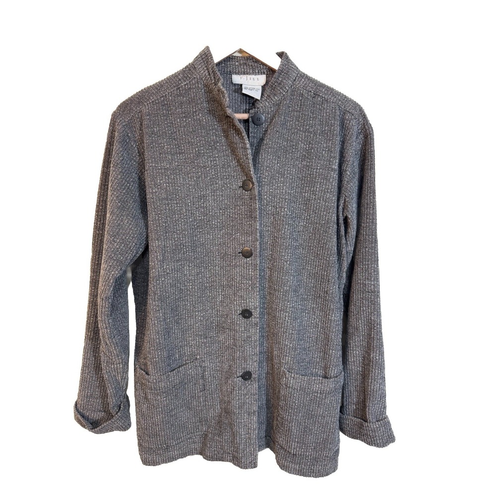 J.Jill Jacket Vintage Gray S Wide Wale Corduroy Barn Chore Coat Pockets Cotton